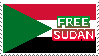 Digital stamp with the flag of Sudan as its background with text that reads 'Free Sudan'